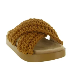 sandales et nu pieds - Mule Sabot - femme - Coton - Marron - Inuikii