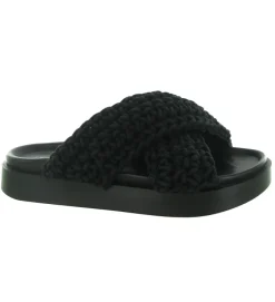sandales et nu pieds - Mule Sabot - femme - Coton - Noir - Inuikii