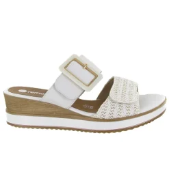 sandales et nu pieds - Mule Sabot - femme - Cuir - Blanc - Remonte