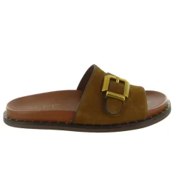 sandales et nu pieds - Mule Sabot - femme - Cuir - Camel - Alpe