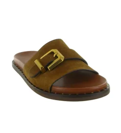 sandales et nu pieds - Mule Sabot - femme - Cuir - Camel - Alpe