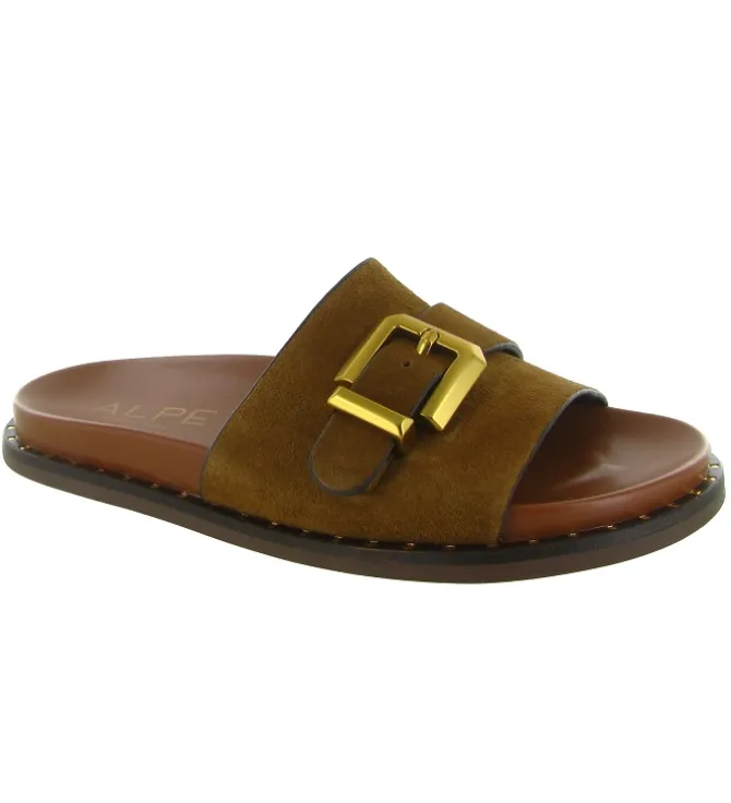 sandales et nu pieds - Mule Sabot - femme - Cuir - Camel - Alpe
