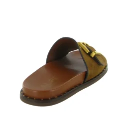 sandales et nu pieds - Mule Sabot - femme - Cuir - Camel - Alpe