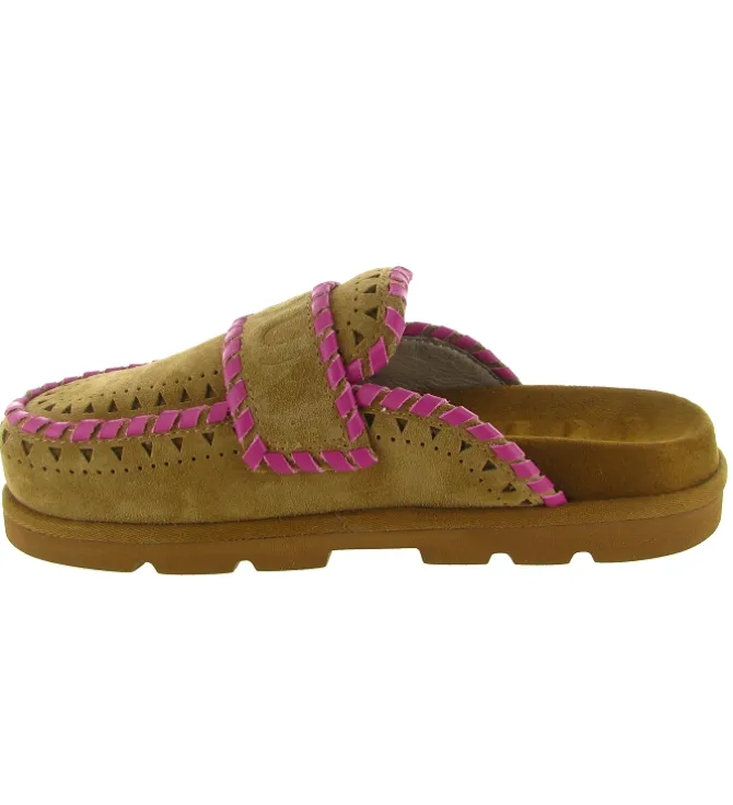 sandales et nu pieds - Mule Sabot - femme - Nubuck - Chestnut - Mou