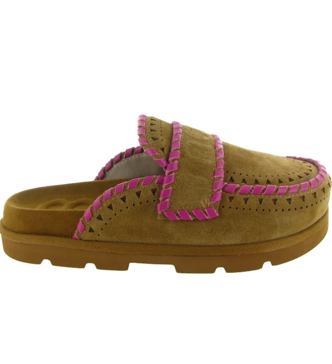 sandales et nu pieds - Mule Sabot - femme - Nubuck - Chestnut - Mou