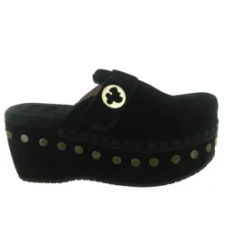 sandales et nu pieds - Mule Sabot - femme - Nubuck - Noir - Mou