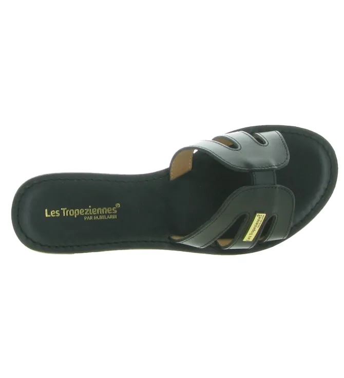 sandales et nu pieds - Mule Sabot - femme - Cuir - Noir - Les tropeziennes