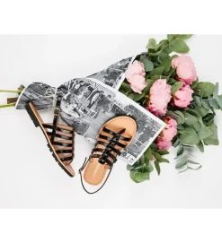 sandales et nu pieds - Mule Sabot - femme - Cuir - Noir - Les tropeziennes