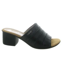 sandales et nu pieds - Mule Sabot - femme - Cuir - Noir - Rieker