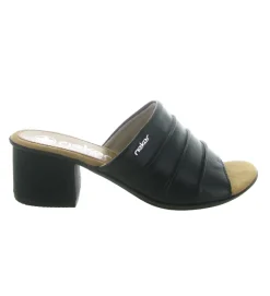 sandales et nu pieds - Mule Sabot - femme - Cuir - Noir - Rieker