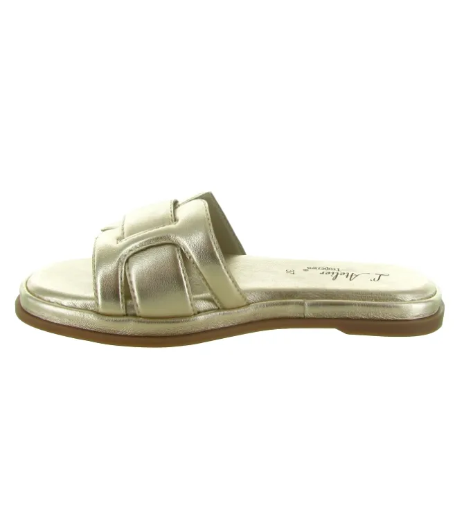 sandales et nu pieds - Mule Sabot - femme - Cuir - Or - Atelier tropezien