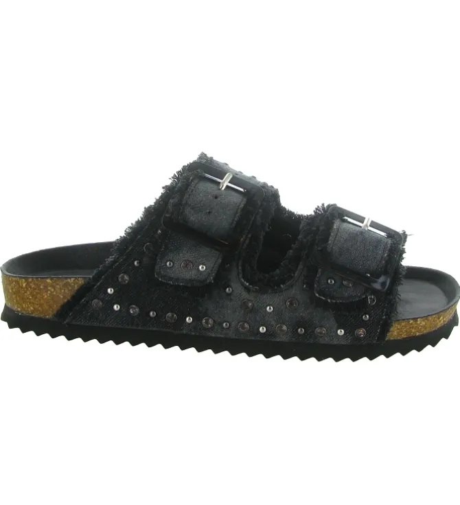 sandales et nu pieds - Mule Sabot - femme - Jeans - Noir - Colors of california