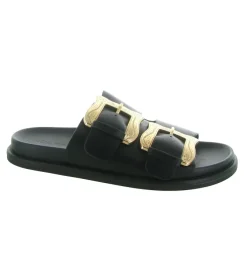 sandales et nu pieds - Mule Sabot - femme - Cuir - Noir - Noa harmon
