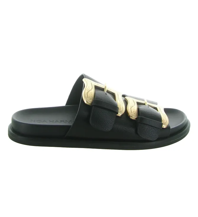 sandales et nu pieds - Mule Sabot - femme - Cuir - Noir - Noa harmon