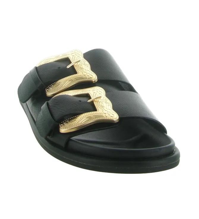 sandales et nu pieds - Mule Sabot - femme - Cuir - Noir - Noa harmon