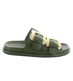 sandales et nu pieds - Mule Sabot - femme - Cuir - Kaki - Noa harmon