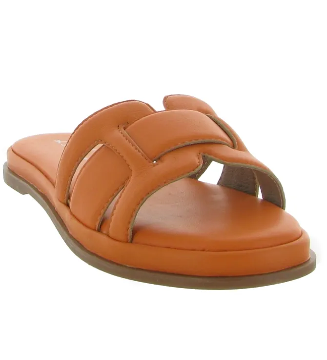 sandales et nu pieds - Mule Sabot - femme - Cuir - Orange - Atelier tropezien