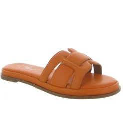 sandales et nu pieds - Mule Sabot - femme - Cuir - Orange - Atelier tropezien