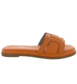 sandales et nu pieds - Mule Sabot - femme - Cuir - Orange - Atelier tropezien