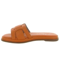 sandales et nu pieds - Mule Sabot - femme - Cuir - Orange - Atelier tropezien