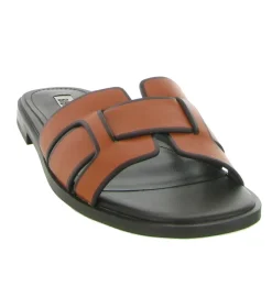 sandales et nu pieds - Mule Sabot - femme - Cuir - Orange - Bibi lou