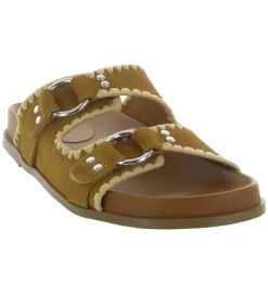 sandales et nu pieds - Mule Sabot - femme - Cuir - Chestnut - Bibi lou