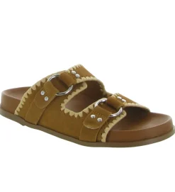 sandales et nu pieds - Mule Sabot - femme - Cuir - Chestnut - Bibi lou