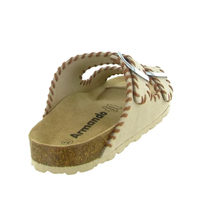 sandales et nu pieds - Mule Sabot - femme - Cuir - Beige - Armando