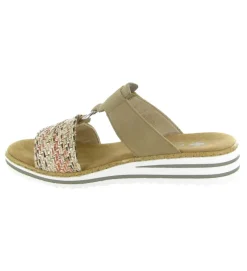 sandales et nu pieds - Mule Sabot - femme - Cuir - Beige - Rieker