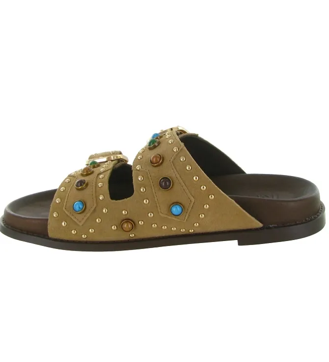 sandales et nu pieds - Mule Sabot - femme - Nubuck - Beige - Inuovo