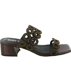 sandales et nu pieds - Mule Sabot - femme - Cuir - Marron - Bibi lou