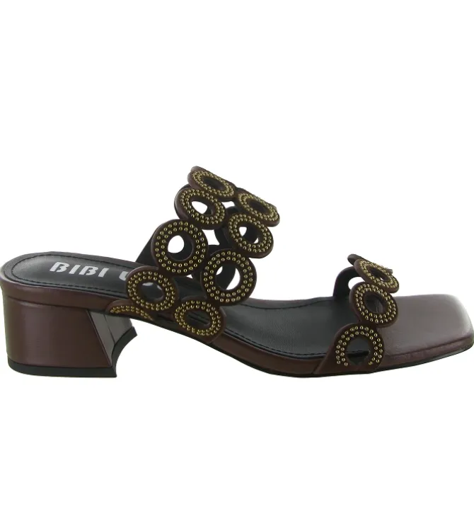 sandales et nu pieds - Mule Sabot - femme - Cuir - Marron - Bibi lou