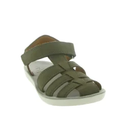 sandales et nu pieds - Semelle souple - junior garcon - Nubuck - Kaki - Shoo pom