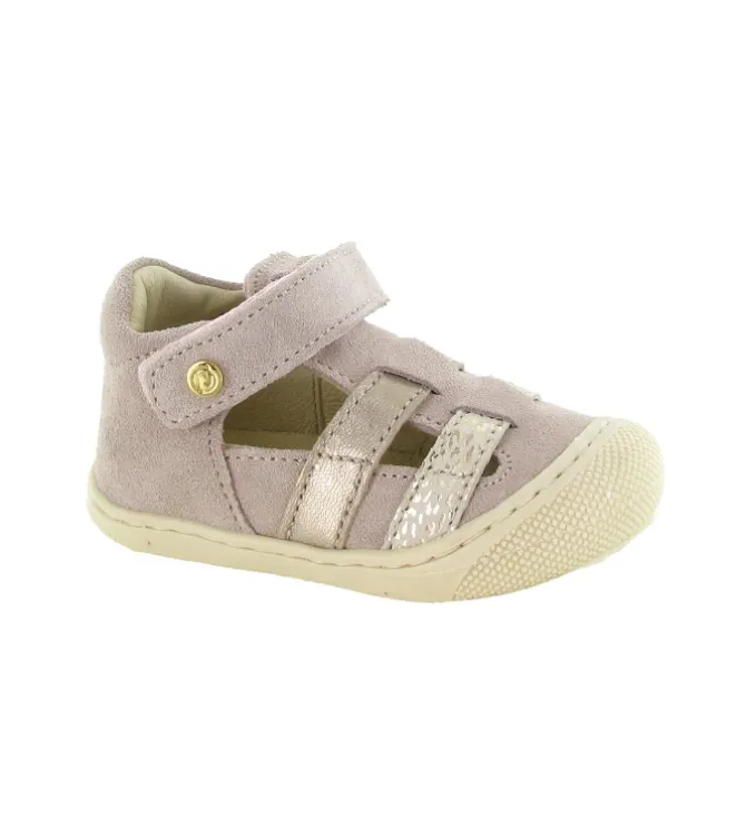 sandales et nu pieds - Semelle souple - bebe fille - Cuir laminé - Rose - Naturino