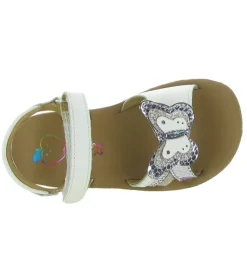 sandales et nu pieds - Semelle souple - junior fille - Cuir - Blanc - Shoo pom