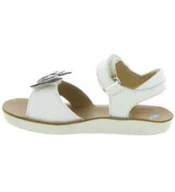 sandales et nu pieds - Semelle souple - junior fille - Cuir - Blanc - Shoo pom
