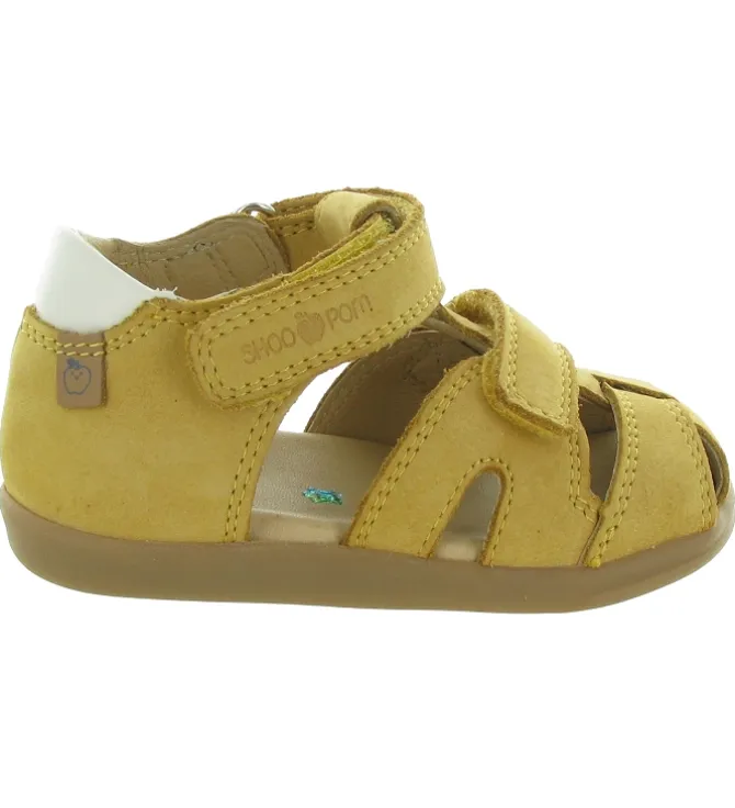 sandales et nu pieds - Semelle souple - bebe garcon - Cuir - Jaune - Shoo pom