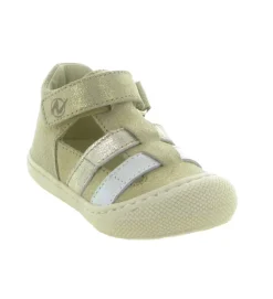 sandales et nu pieds - Semelle souple - bebe fille - Cuir laminé - Beige - Naturino