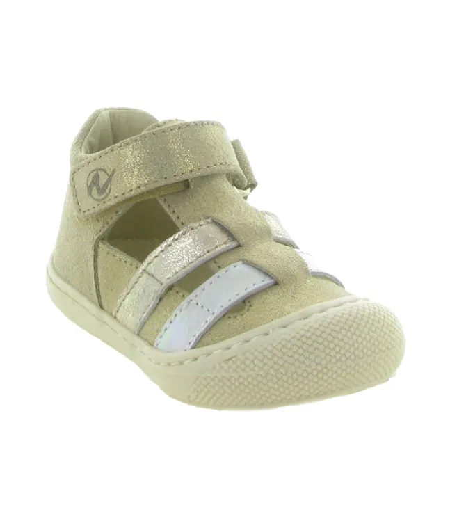 sandales et nu pieds - Semelle souple - bebe fille - Cuir laminé - Beige - Naturino