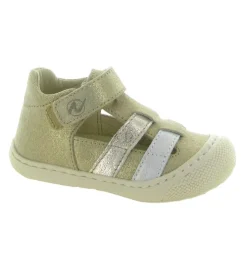 sandales et nu pieds - Semelle souple - bebe fille - Cuir laminé - Beige - Naturino