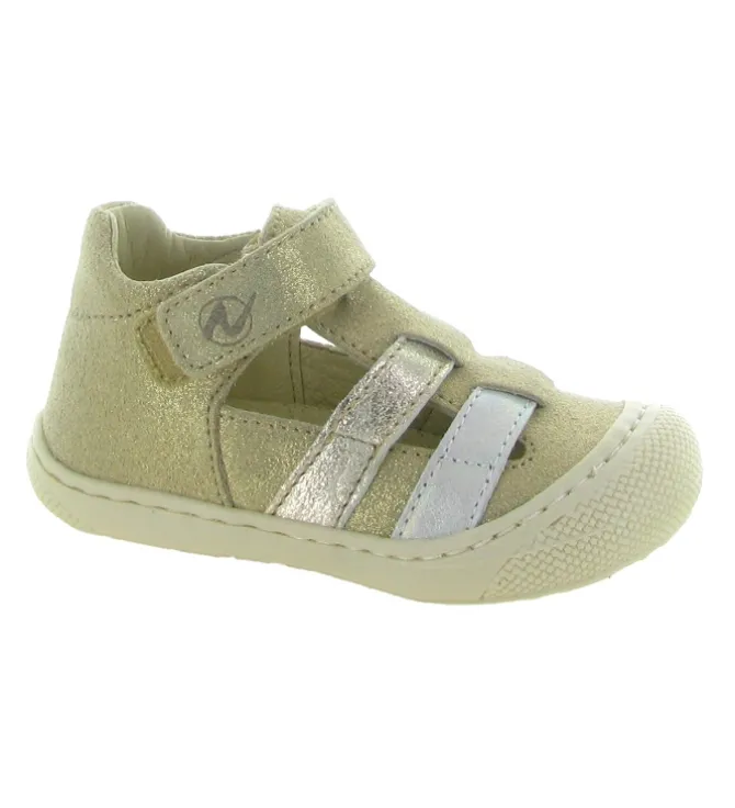 sandales et nu pieds - Semelle souple - bebe fille - Cuir laminé - Beige - Naturino