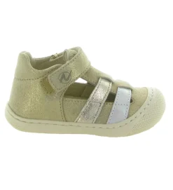 sandales et nu pieds - Semelle souple - bebe fille - Cuir laminé - Beige - Naturino