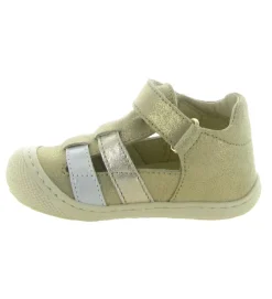 sandales et nu pieds - Semelle souple - bebe fille - Cuir laminé - Beige - Naturino