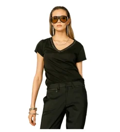 tee shirt - MANCHE COURTE - vetement femme - Coton - Noir - Freeman t.porter