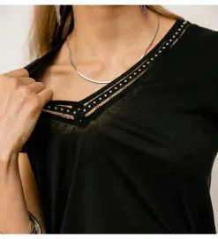 tee shirt - MANCHE COURTE - vetement femme - Coton - Noir - Freeman t.porter