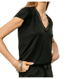 tee shirt - MANCHE COURTE - vetement femme - Coton - Noir - Freeman t.porter