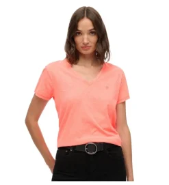 tee shirt - MANCHE COURTE - vetement femme - Coton - Corail - Superdry