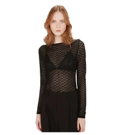 tee shirt - MANCHE LONGUE - vetement femme - Synthétique - Noir - Grace and mila
