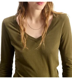 tee shirt - MANCHE LONGUE - vetement femme - Coton - Marron - American vintage