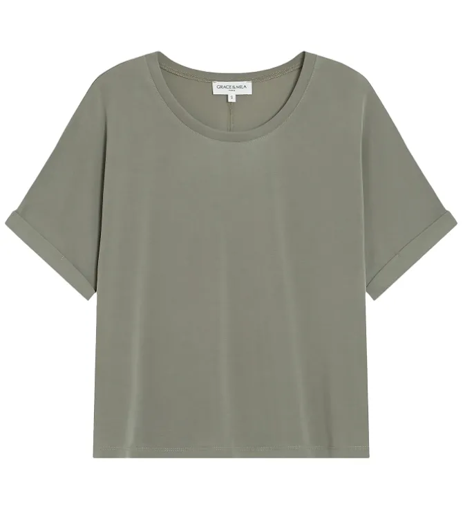 tee shirt - MANCHE LONGUE - vetement femme - Synthétique - Kaki - Grace and mila